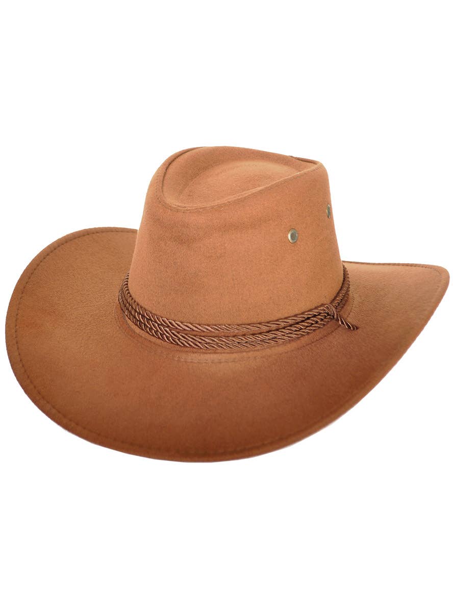 Image of Medium Brown Faux Suede Cowboy Costume Hat