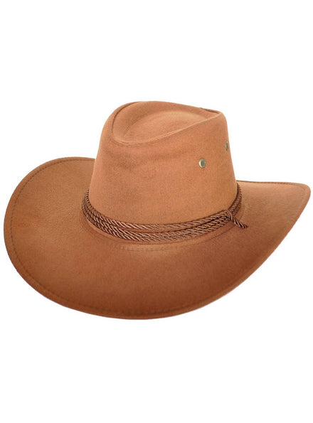 Image of Medium Brown Faux Suede Cowboy Costume Hat