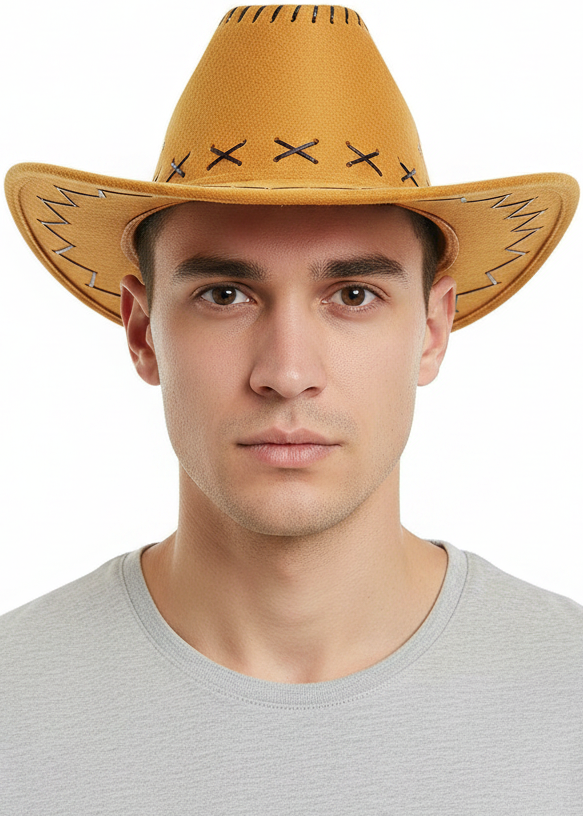 Medium Tan Brown Cowboy Costume Hat for Adults - main image