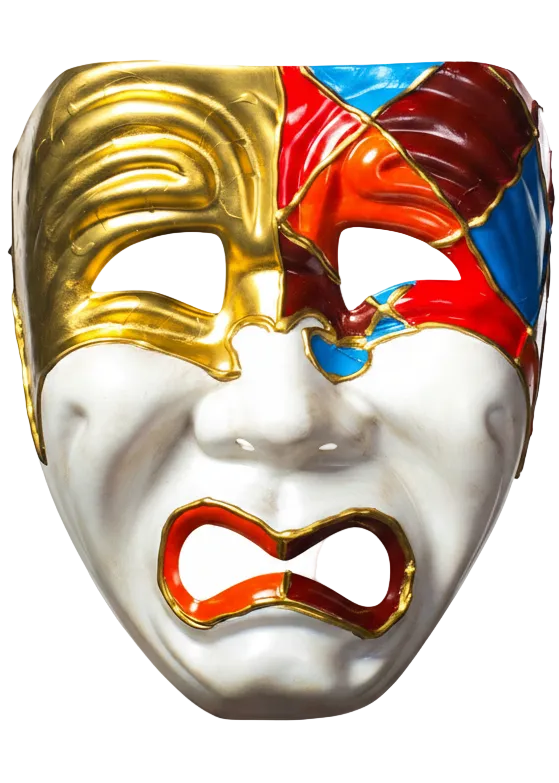 Men's Full Face Tragedy Masquerade Ball Mask - Main Image