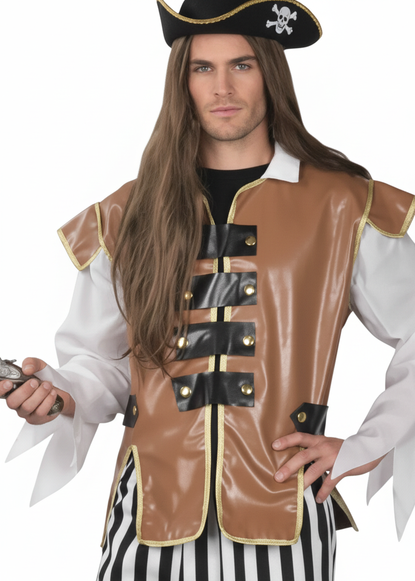 Men's Caribbean Pirate Fancy Dress Costume - close image