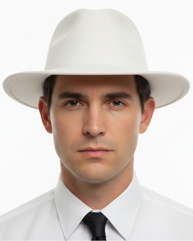 Mens White 1920s Fedora Hat
