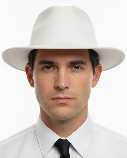 Mens White 1920s Fedora Hat