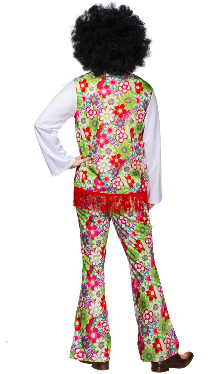 Men's Floral Peace Hippie 1970's Costume - Back View
