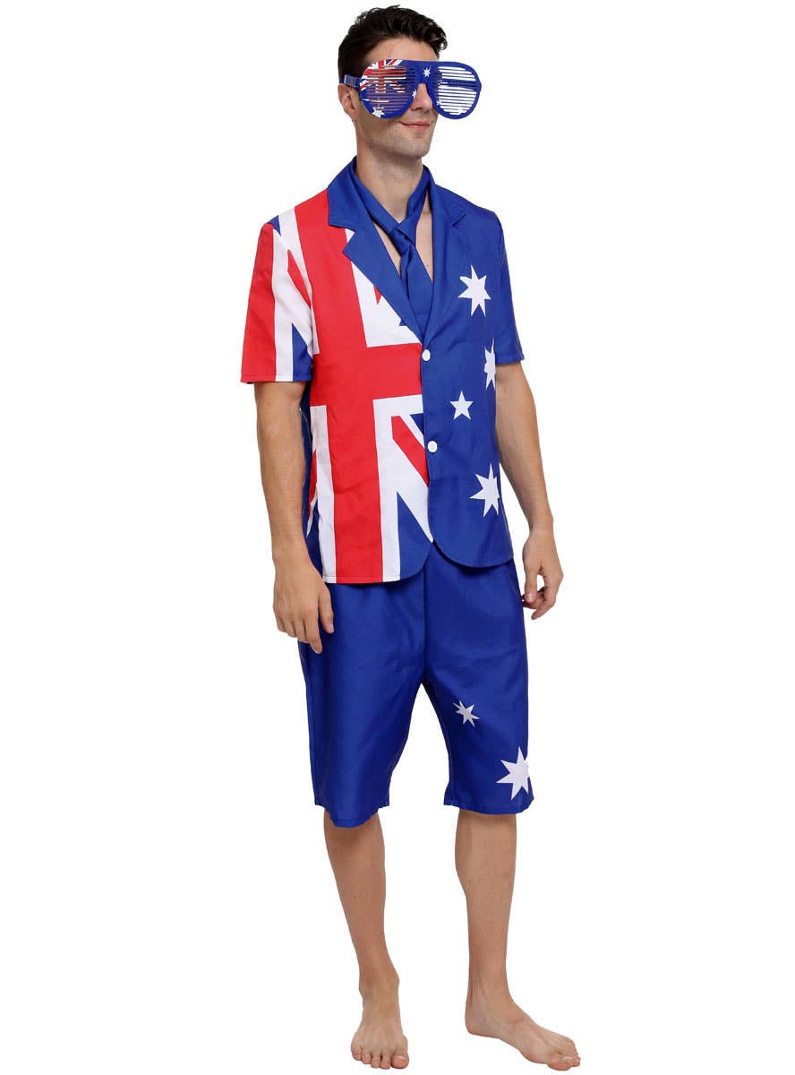 Mens Aussie Flag Print Costume Suit - Full View