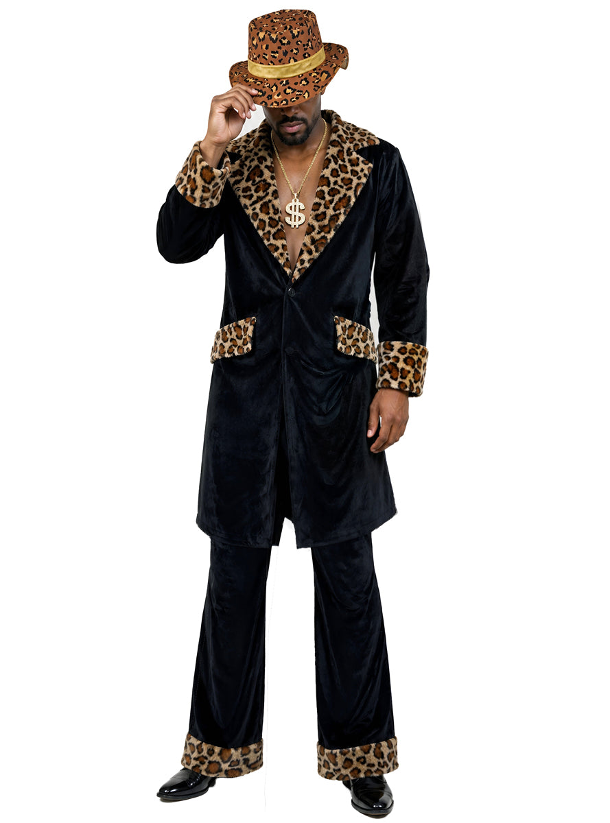 Mac Daddy Black and Leopard Print Mens Costume