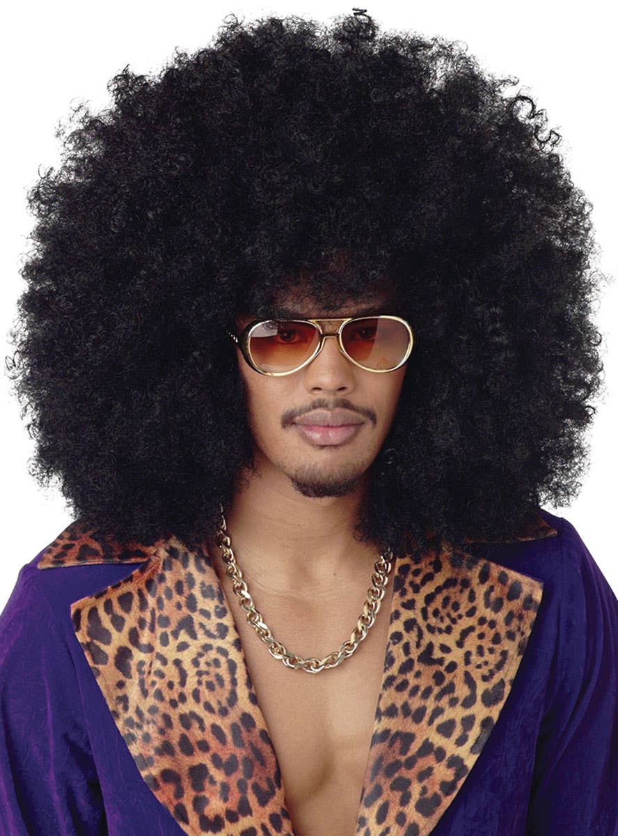 Jumbo Black Afro 70s Adult's Costume Wig 