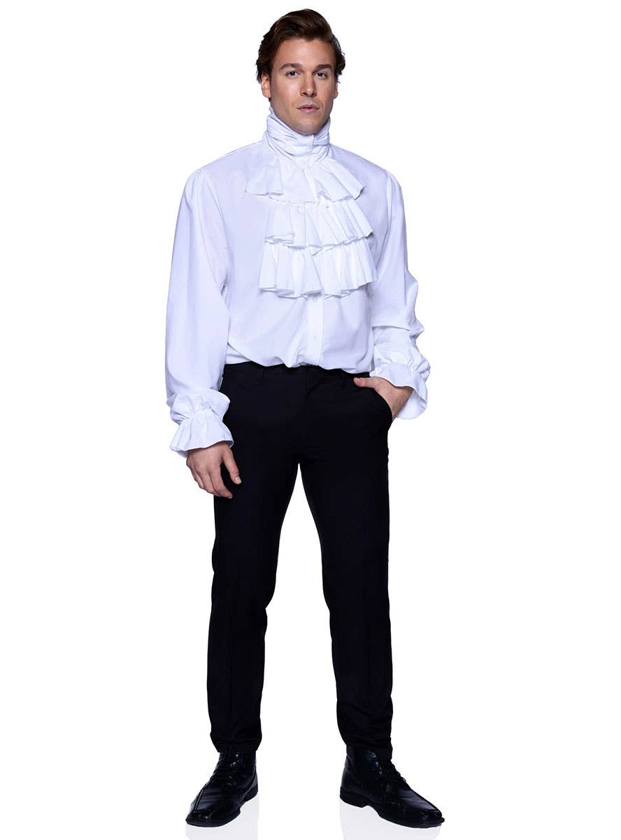 Men's White Ruffle Collar Pirate Shirt Main Image
