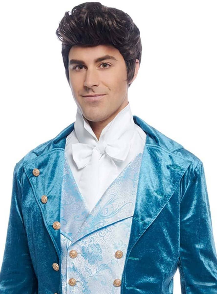 Mens Short Brown Regency Gentleman Costume Wig