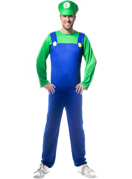 Image of Super Mens Green Plumber Luigi Costume