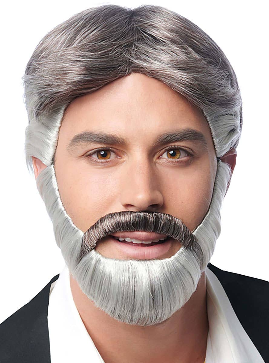 Image of Kenny Rogers Style Men's Grey Costume Wig and Beard