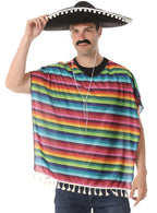 Image of Mexican Adult's Rainbow Striped Costume Poncho