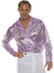 Image of Holographic Purple Plus Size Mens 70s Disco Costume Shirt