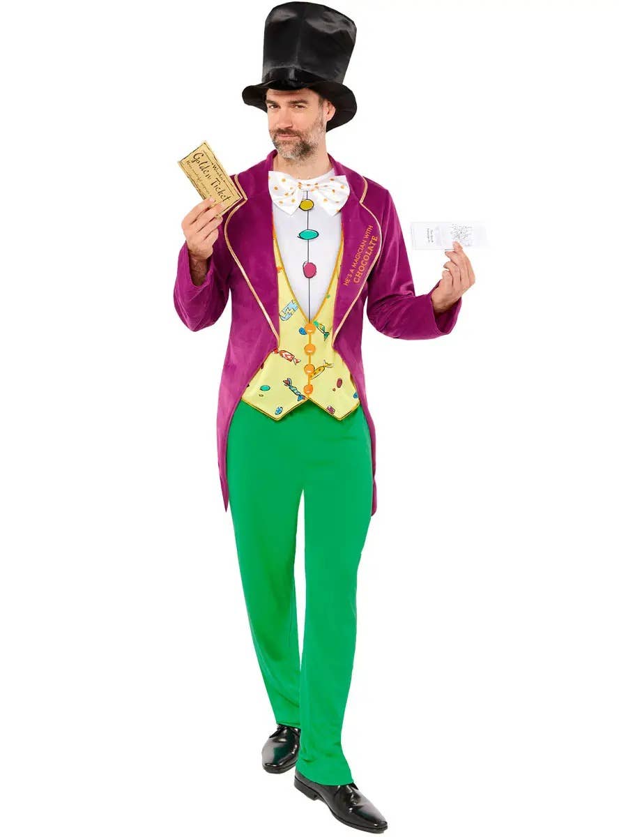 Image of Roald Dahl Willy Wonka Men's Plus Size Book Week Costume - Front View