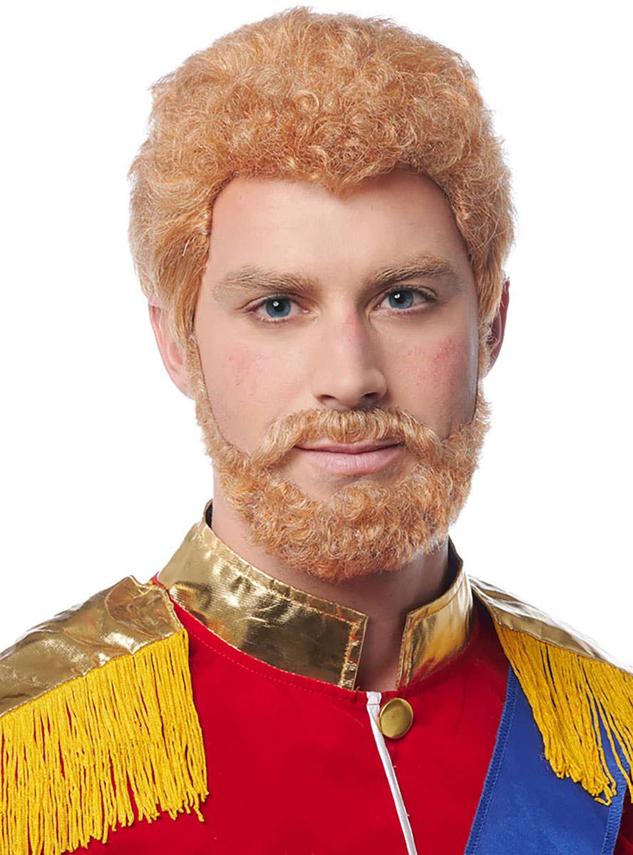 Image of Prince Harry Men's Curly Ginger Costume Wig and Beard