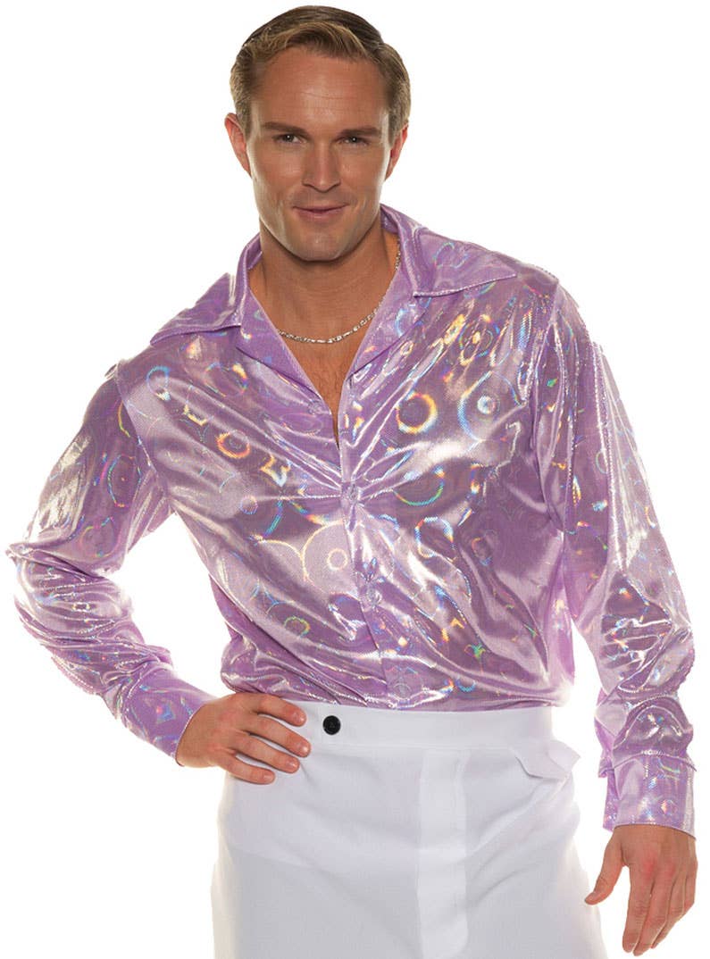 1970's Holographic Pink Disco Costume Shirt for Men