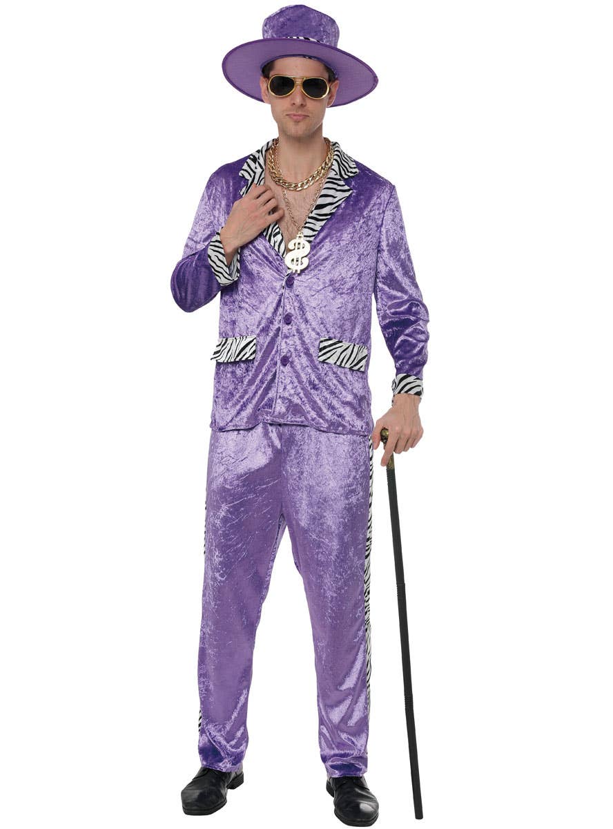 Pimp Custom 1980s Purple Velvet Pimp Costume for Men