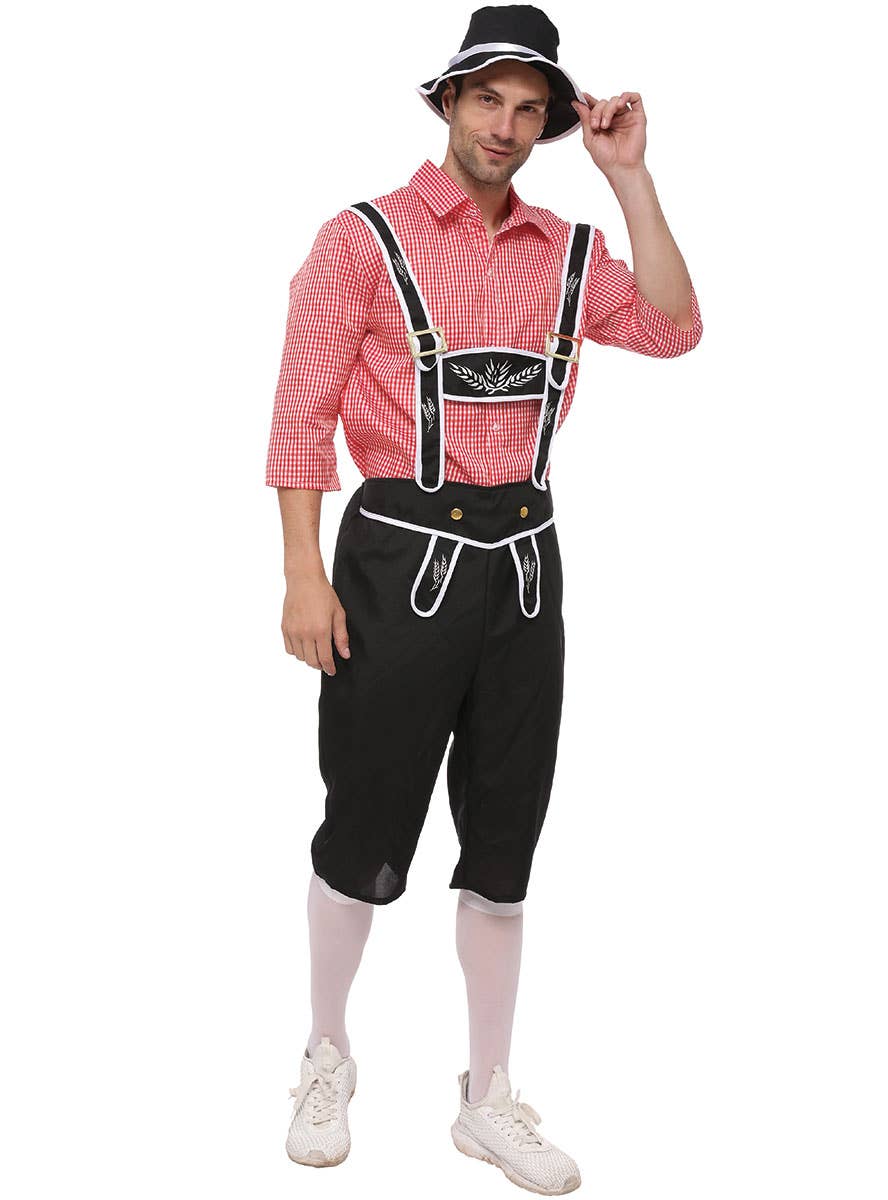 Image of Chequered Bavarian Men's Oktoberfest Costume - Alternate Image