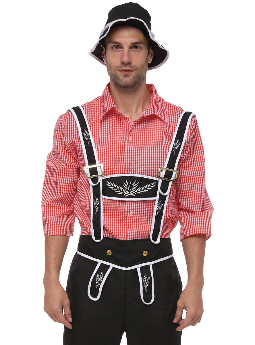 Image of Chequered Bavarian Men's Oktoberfest Costume - Close Image