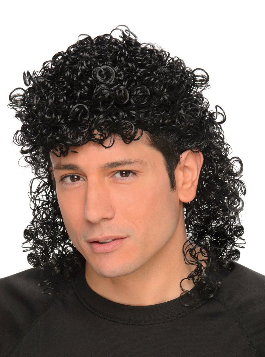 Wet Look Curly Mullet Mens Costume Wig