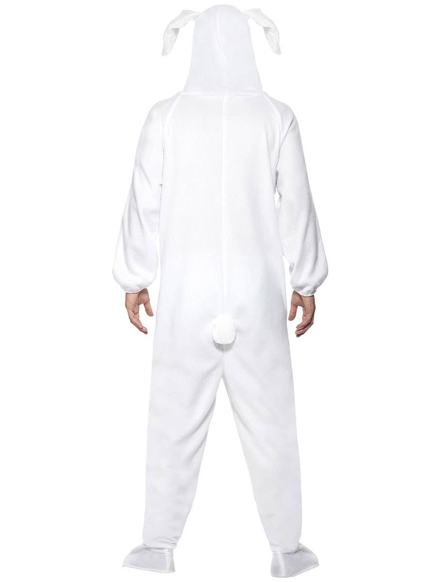 White Bunny Rabbit Men's Animal Costume Onesie - Back View
