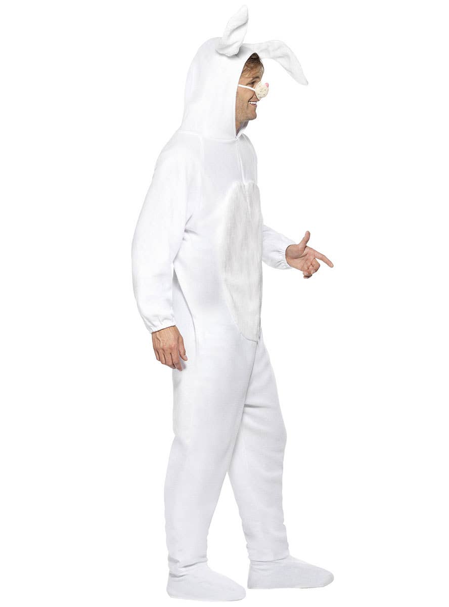 White Bunny Rabbit Men's Animal Costume Onesie - Side View