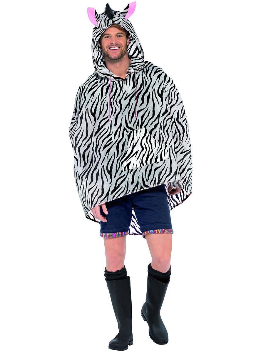 Image of Zebra Men's Novelty Party Poncho - Front Image