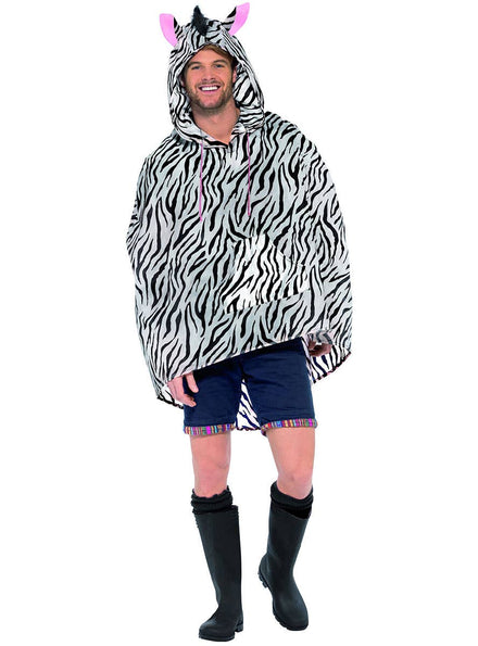 Image of Zebra Men's Novelty Party Poncho - Front Image