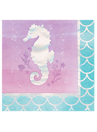 Mermaid Shine Iridescent 16 Pack Beverage Napkins – Main Image