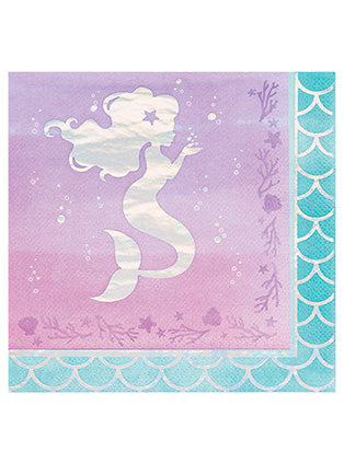 Mermaid Shine Iridescent 16 Pack Lunch Napkins – Main Image