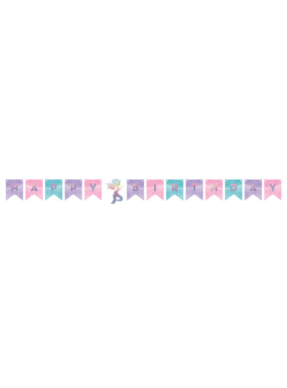 Mermaid Shine Iridescent Happy Birthday 163cm Banner – Main Image