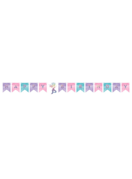 Mermaid Shine Iridescent Happy Birthday 163cm Banner – Main Image