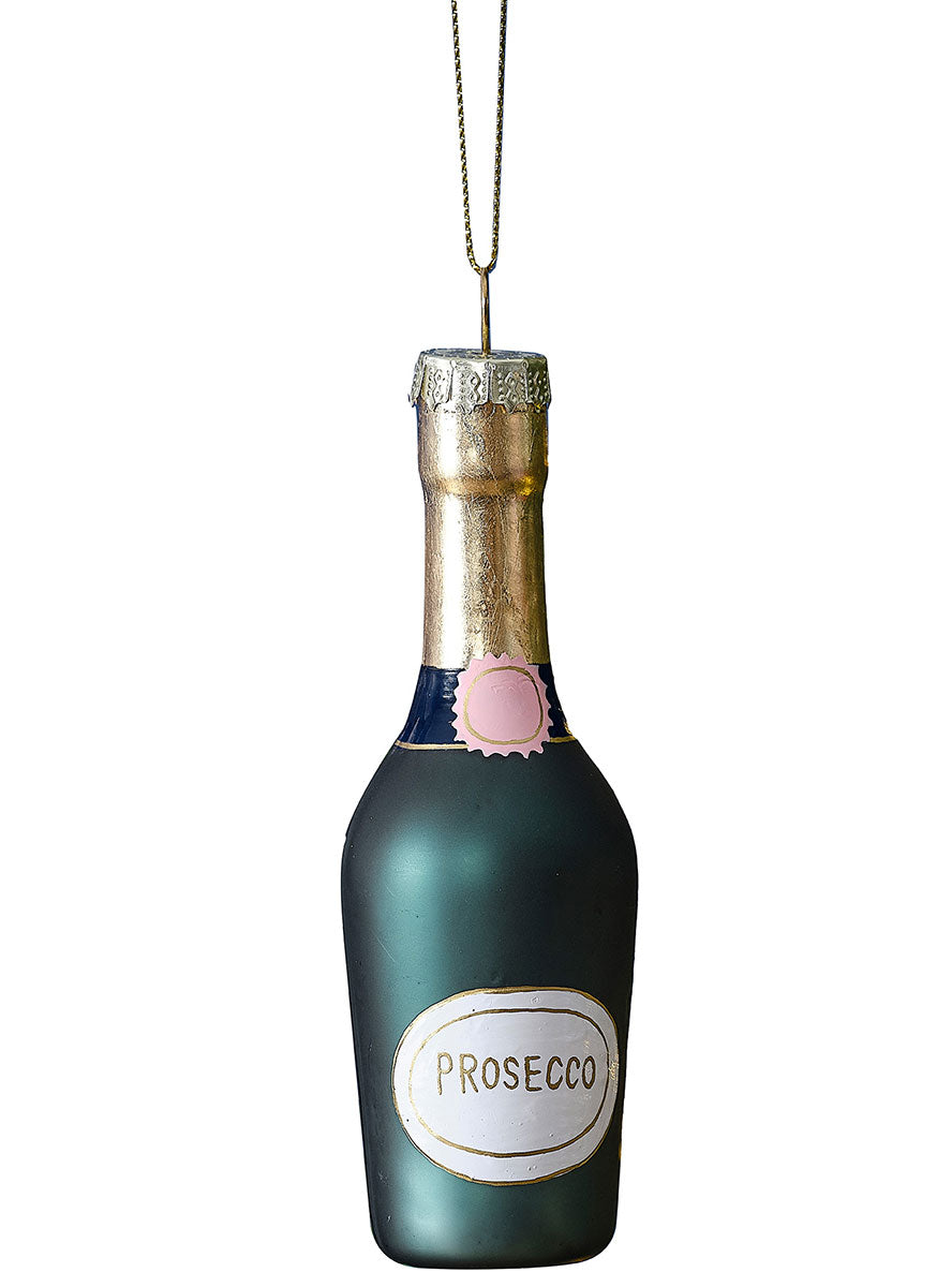 Merry And Bright Prosecco Bottle Hanging Christmas Tree Ornament 12cm – Main Image