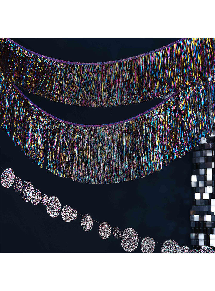 Merry And Bright Rainbow Tinsel Garlands 2 Pack 2m Long – Lifestyle Image