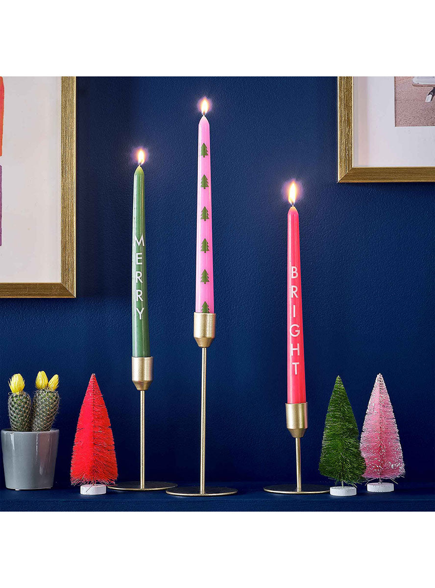 Merry And Bright Assorted Christmas Candles 3 Pack 24cm – Lifestyle Image