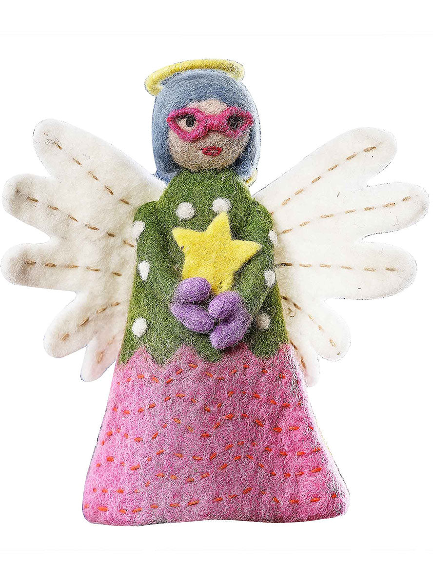 Merry And Bright Colourful Felt Angel Christmas Tree Topper – Main Image