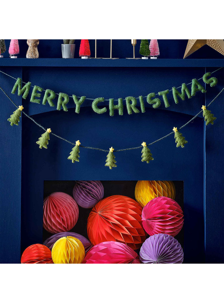 Merry And Bright Felt Christmas Tree Bunting 150cm – Lifestyle Image