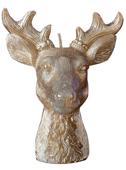 Merry And Bright Gold Reindeer Head Christmas Candle 16cm – Main Image