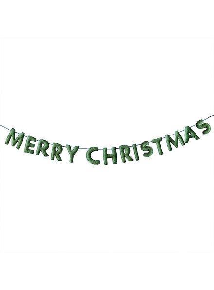 Merry And Bright Green Felt Merry Christmas Bunting 180cm – Main Image