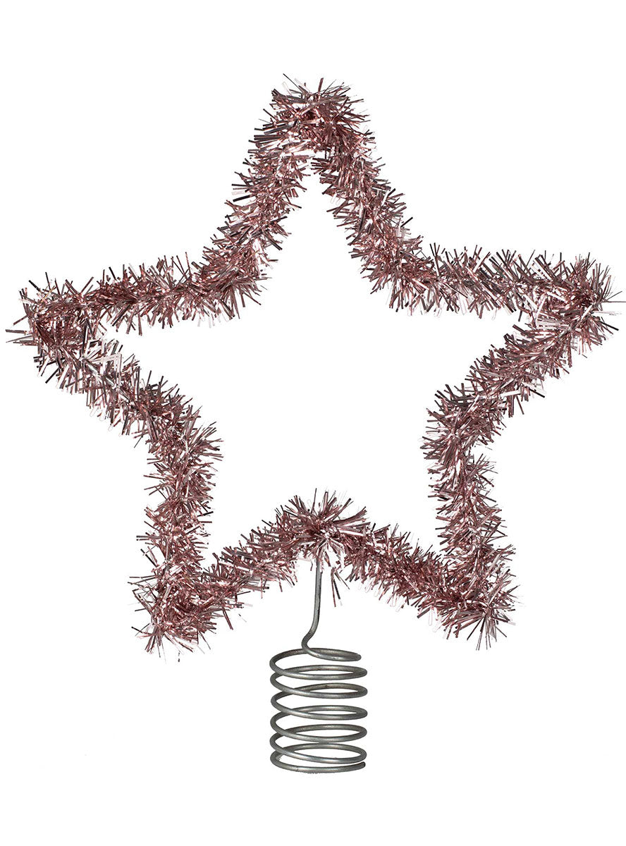 Merry And Bright Pink Tinsel Star Shaped Christmas Tree Topper – Main Image
