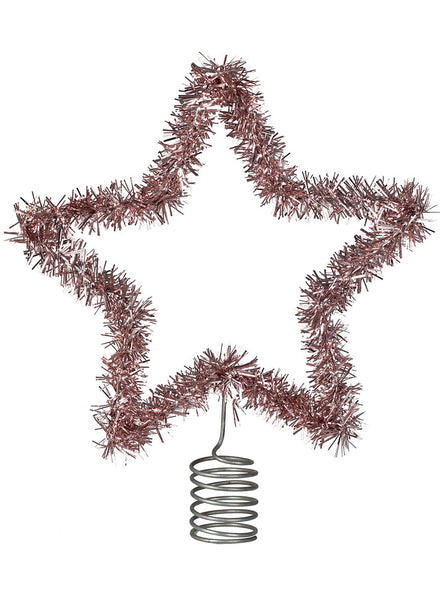 Merry And Bright Pink Tinsel Star Shaped Christmas Tree Topper – Main Image