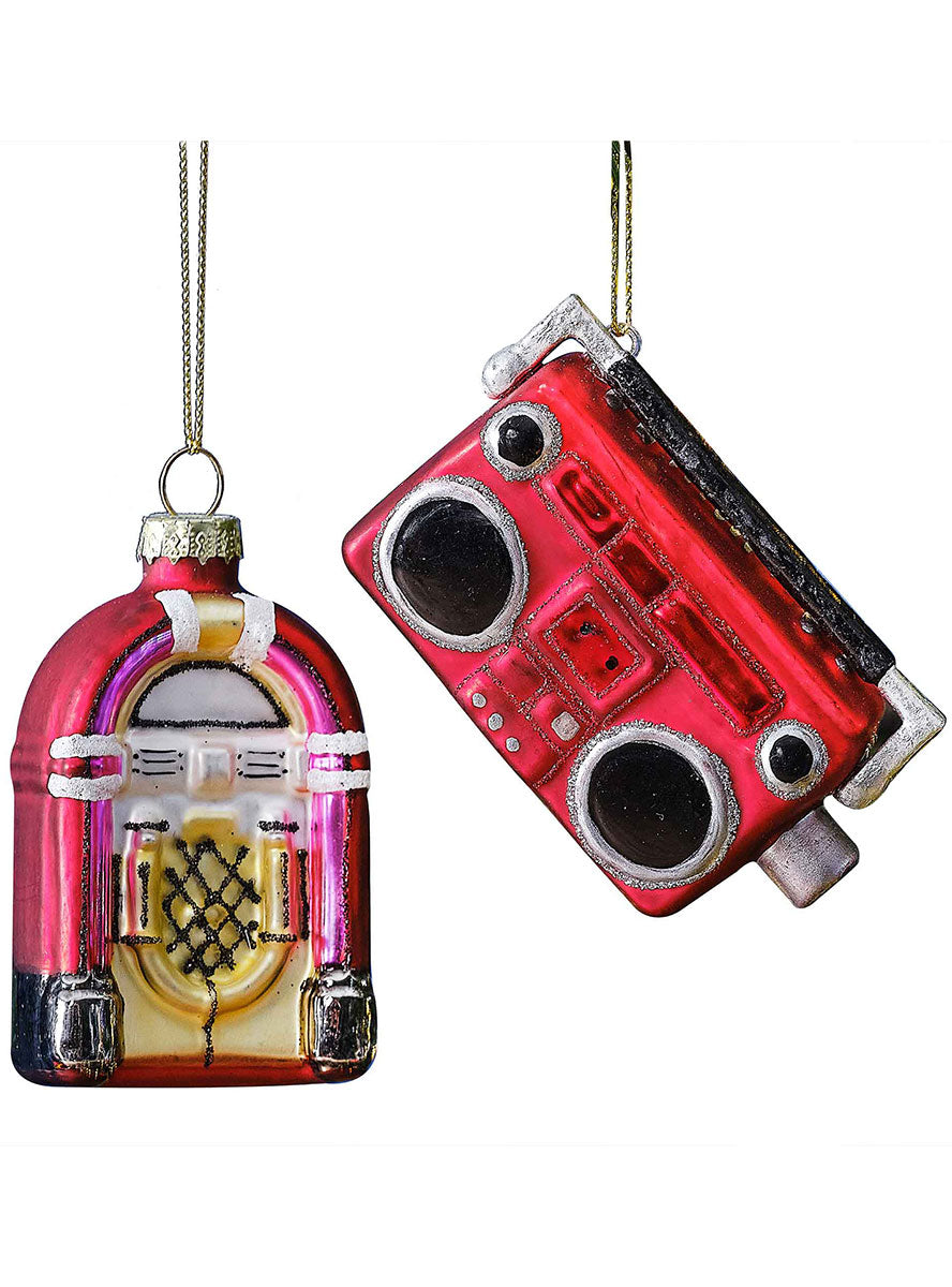 Merry And Bright Retro Music Hanging Christmas Ornaments 2 Pack – Main Image