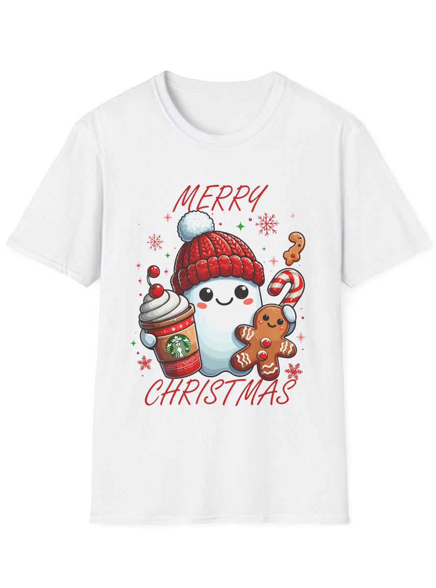 Merry Christmas Snow Man Womens White Christmas Shirt
