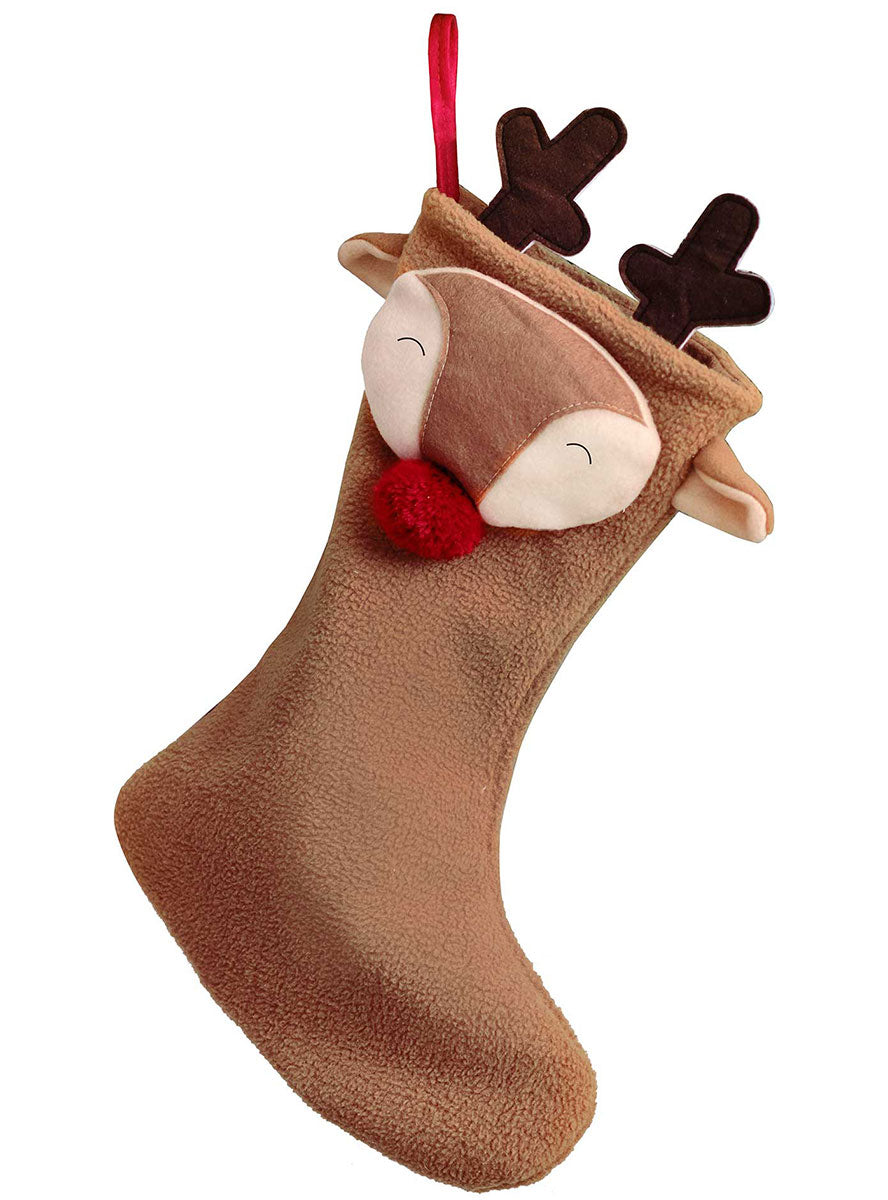 Merry Little Christmas Hanging Reindeer Stocking 42cm – Main Image