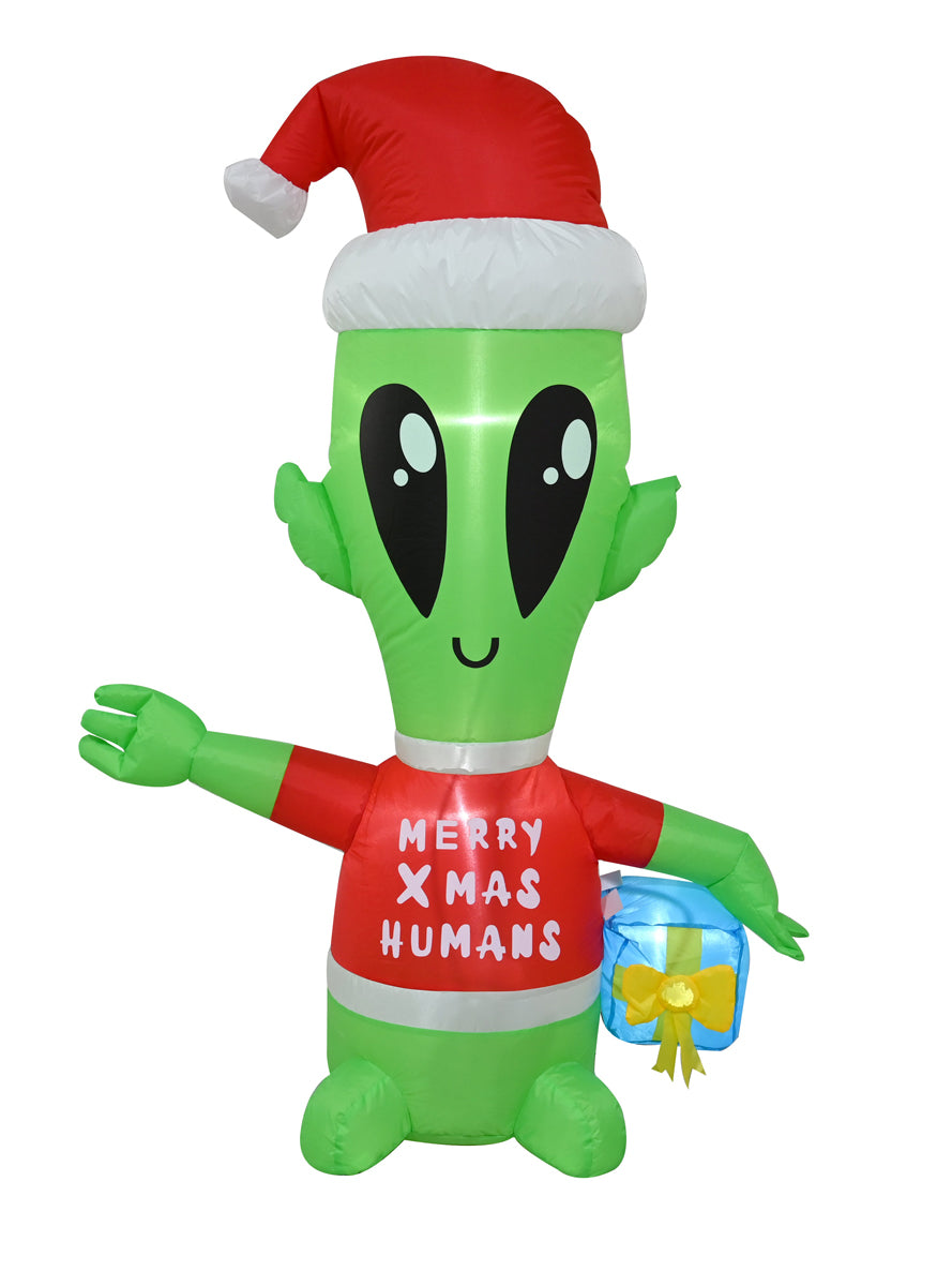 130cm Inflatable Merry Xmas Humans Alien Christmas Decoration - Main Image