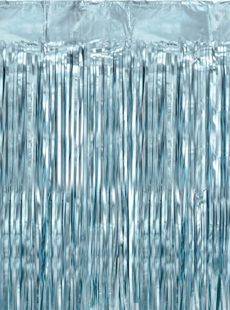 Metallic Blue Fringe 200cm Party Curtain Backdrop - Main Image