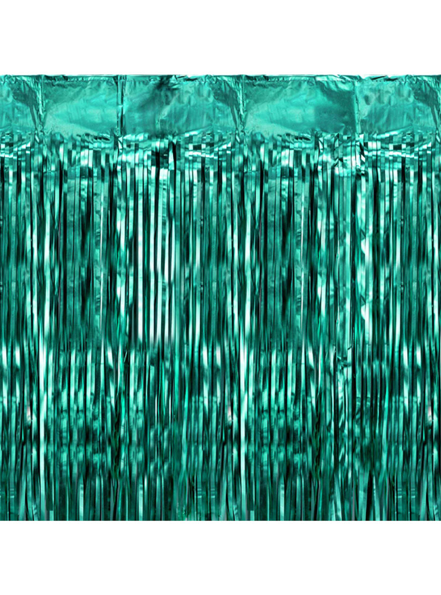 Metallic Bottle Green Fringe 200cm Party Curtain Backdrop - Main Image