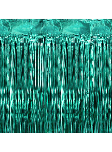 Metallic Bottle Green Fringe 200cm Party Curtain Backdrop - Main Image