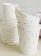 Image of Gold and White Polka Dot 12 Pack Paper Cups