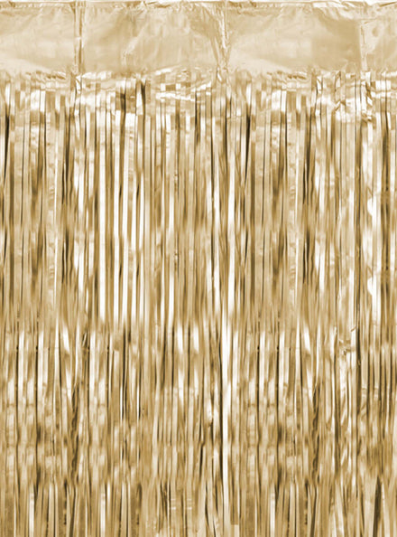 Metallic Gold Fringe 200cm Party Curtain Backdrop - Main Image